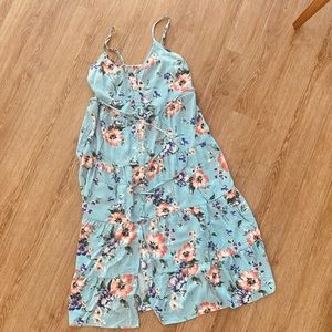 blue floral midi dress